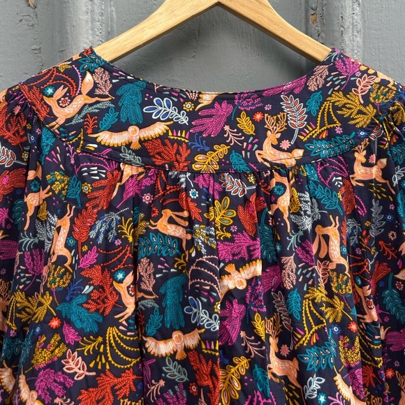 Anthropologie 25 Of 52 Conversations Forest Friends Blouse, size 12 - Picture 6 of 11
